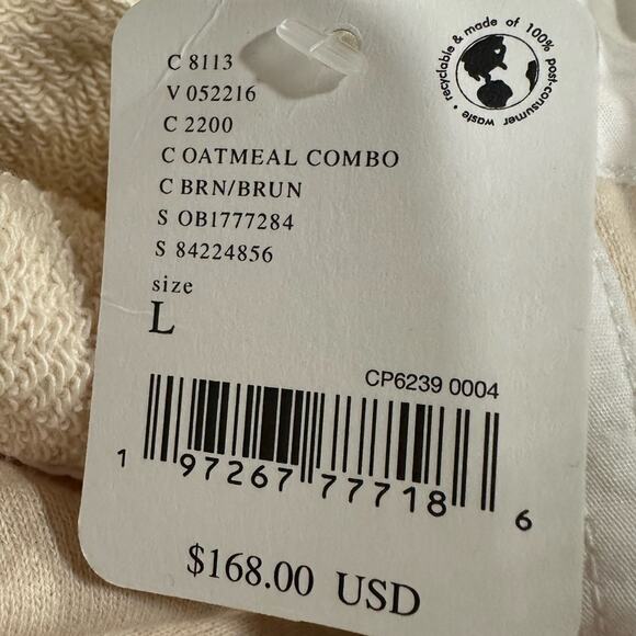 NWT Free People Blair Sweatshirt Top In Oatmeal Combo Size Large - Picture 8 of 9